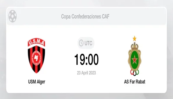 Matokeo USM Alger vs AS FAR Results 23/04/2023: Confederaton Cup